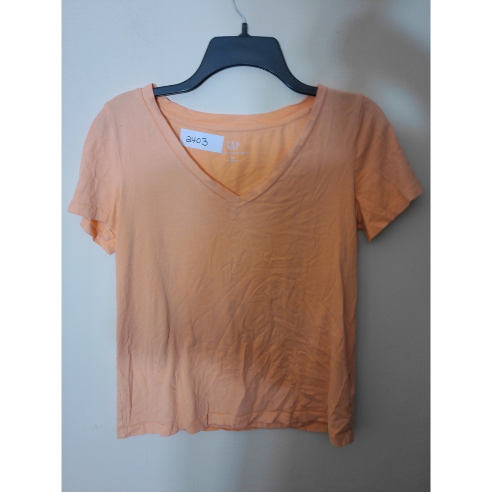 Gap V-Neck Tee Women XS Orange Short Sleeve Organic Cotton Essential Basic